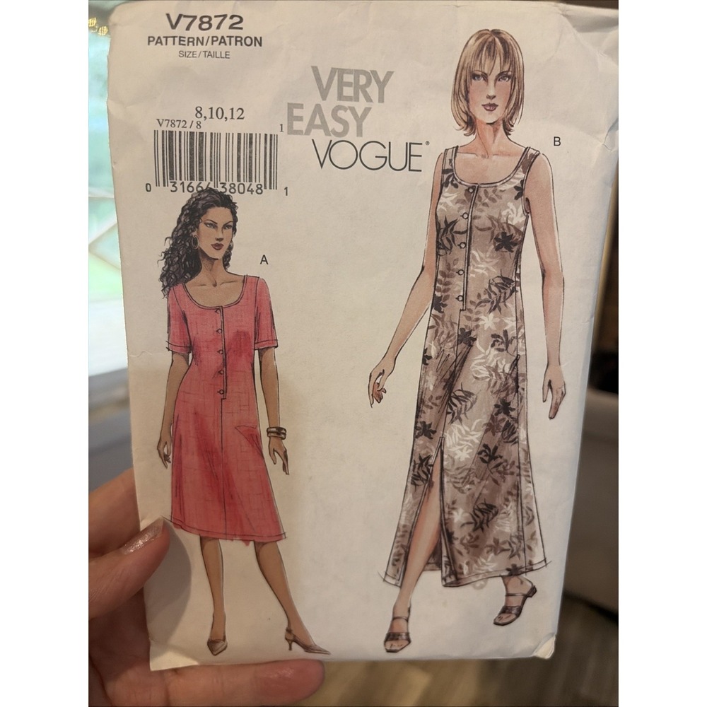 Vogue V7872 Dress Sewing Pattern Size 8 10 12 Misses Petite 2004 Uncut V7872/8